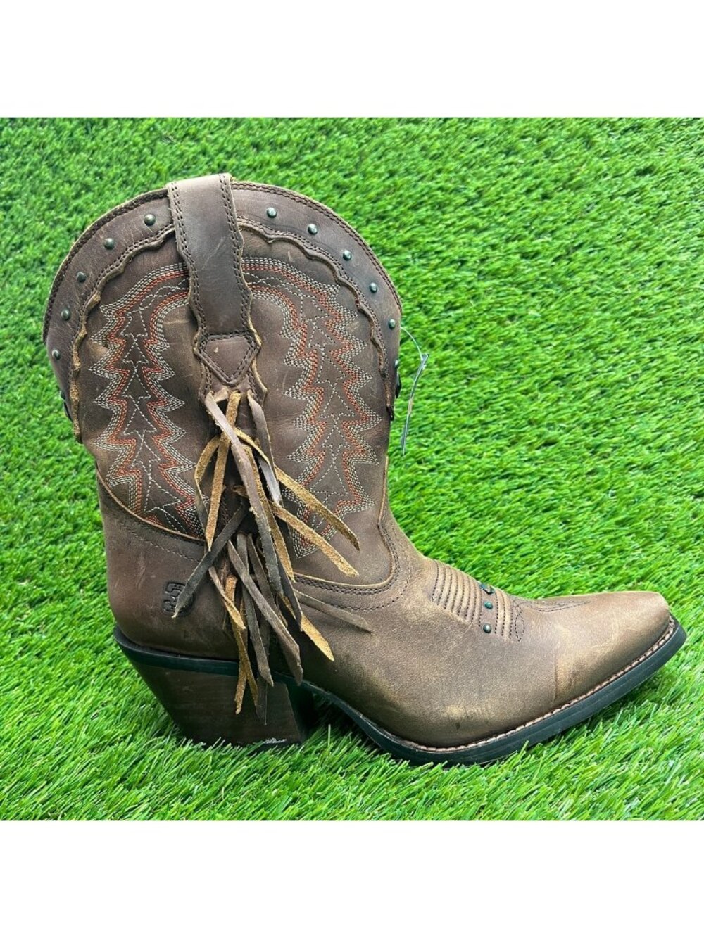 Durango Brown Fringe Western Ankle Boot